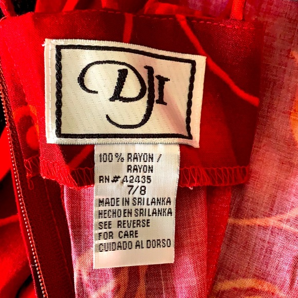 DJI Vintage Red with Orange Multi Long Dress - Picture 6 of 6